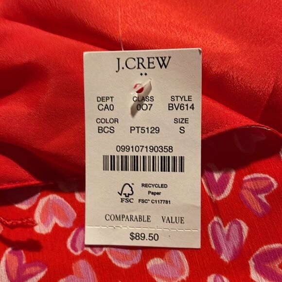 J Crew Factory NWT Smocked High Neck Top Size S in Bright Cerise Soft Azal - Picture 8 of 9